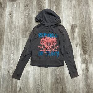 Vintage 90s Juicy Couture Full Zip Hoodie Women's Size M Gray Republic of Juicy